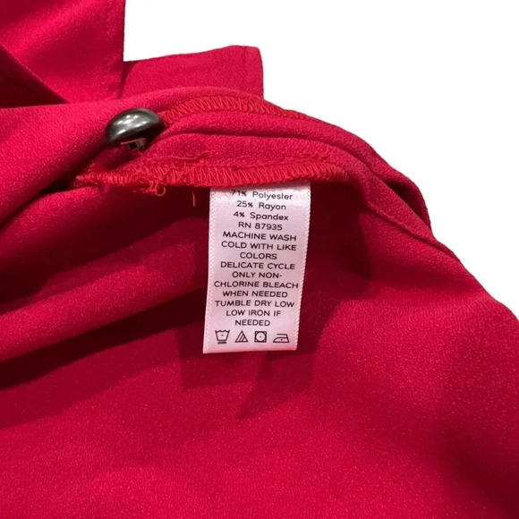 Susan Graver Red Button Up Blouse M - Picture 3 of 4